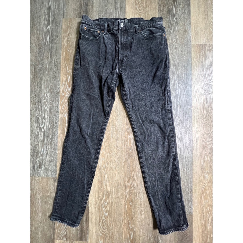 Abercrombie & Fitch 90s Slim Jeans Mens 36x34 Black Vintage Stretch Button Fly